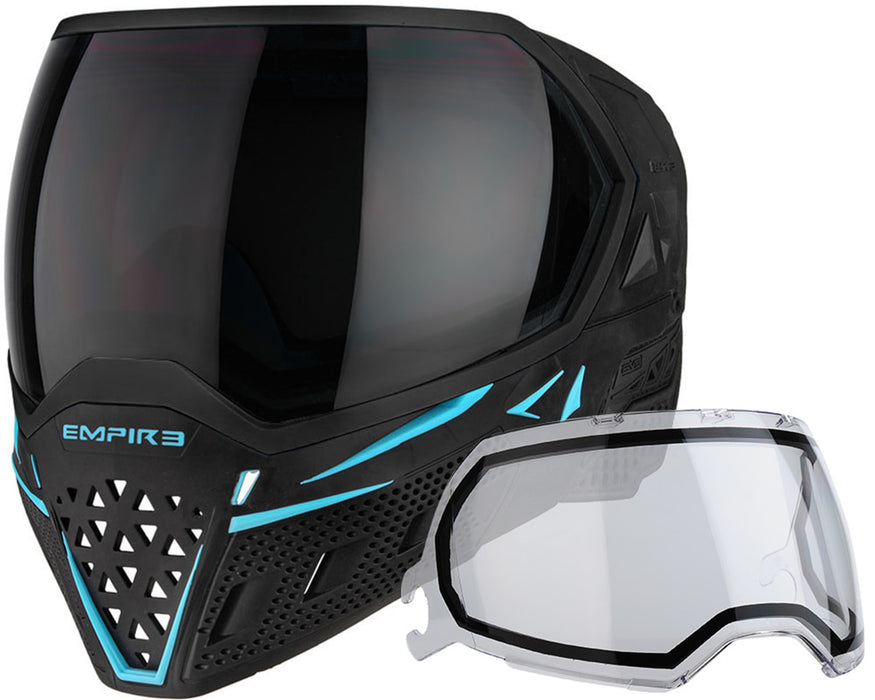 EMPIRE EVS PAINTBALL MASK W/ ADDITIONAL LENS - BLACK/AQUA (21723)