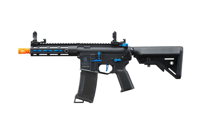 Lancer Tactical Gen 3 Hellion 7" M-LOK Airsoft AEG Rifle w/ Crane Stock W 7.4Lipo Battery+Charger Bundle - (Black/Blue)
