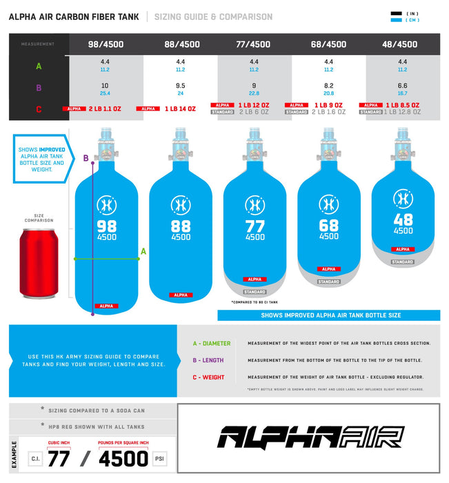 HK Army Alpha Air Tank - 98ci (BOTTLE ONLY)