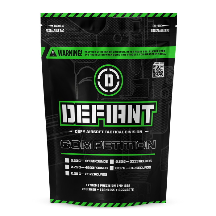Defy Defiant .20g Competition Grade Airsoft BB's- 5,000 Rounds- White