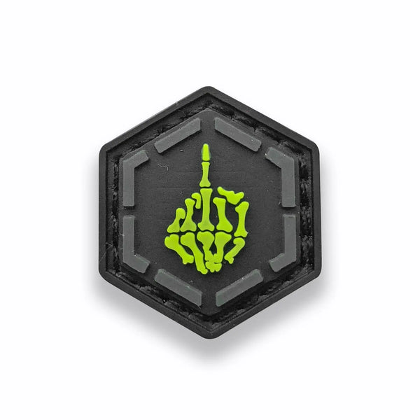 MIDDLE FINGER SKELETON INFAMOUS PAINTBALL PATCH (1X1)