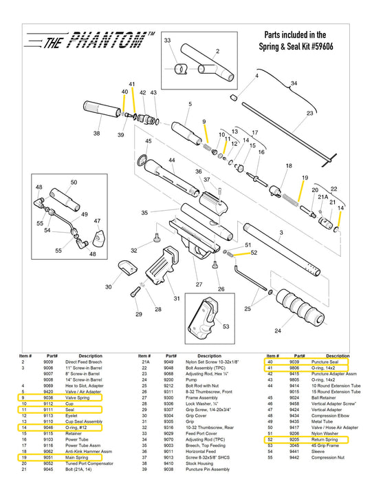 CCI Phantom Spring & Seal Repair Kit