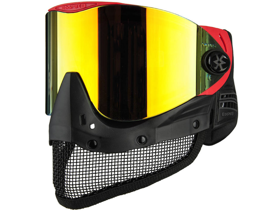 Empire E-Mesh Airsoft Mask - Red W/ Fire Mirror Lens