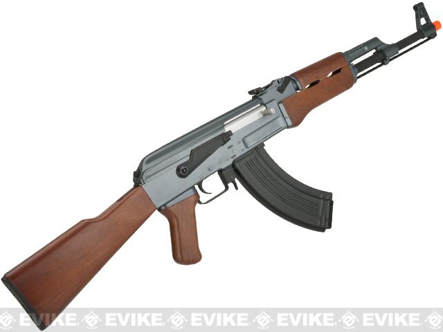 CYMA Sport AK47 Airsoft AEG Rifle (Model: Faux Wood Furniture / Add 7.4v LiPo Battery + Charger)
