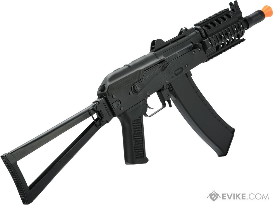 CYMA Stamped Steel AKS-74UN RAS Airsoft AEG Rifle with Steel Folding Stock (Model: Standard / 7.4v LiPo Battery + Charger)