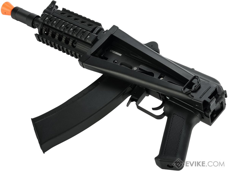 CYMA Stamped Steel AKS-74UN RAS Airsoft AEG Rifle with Steel Folding Stock (Model: Standard / 7.4v LiPo Battery + Charger)