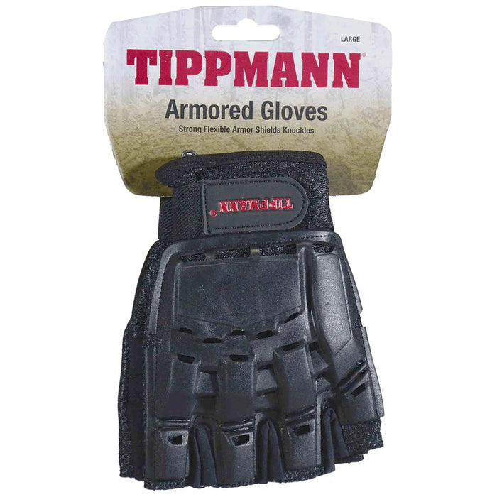 Tippmann Armored Half Finger Paintball Gloves - Black