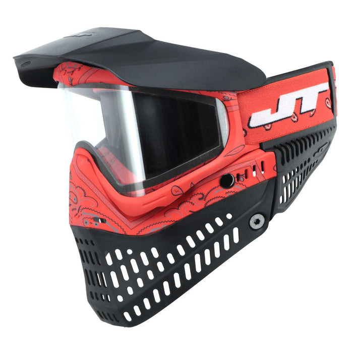 JT Bandana Series Proflex Paintball Mask - Red w/ Clear and Smoke Thermal Lens