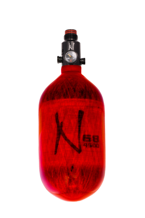 NINJA LITE CARBON FIBER AIR TANK - 68/4500 W/ ADJUSTABLE REGULATOR - Translucent Red