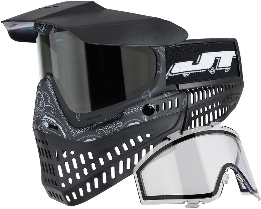 JT Bandana Series Proflex Paintball Mask - Black w/ Clear and Smoke Thermal Lens