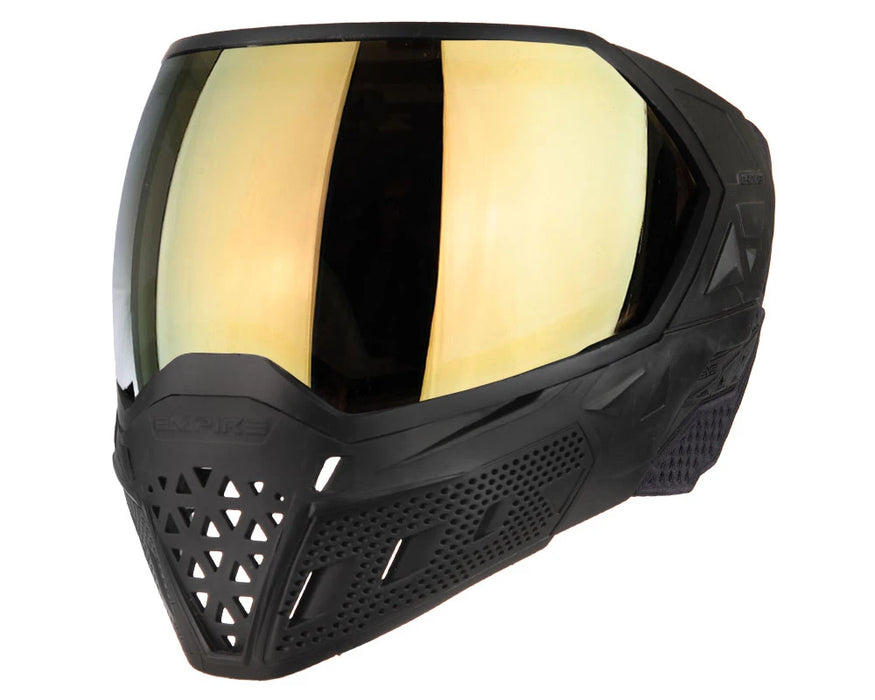 Empire EVS Paintball Mask w/ 1 Lens - Black/Black- Gold Mirror Lens