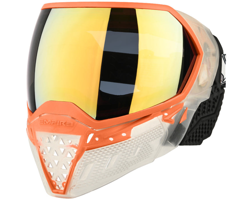 Empire EVS Paintball Mask w/ 1 Lens - Crystal Clear/Orange- Gold Mirror Lens
