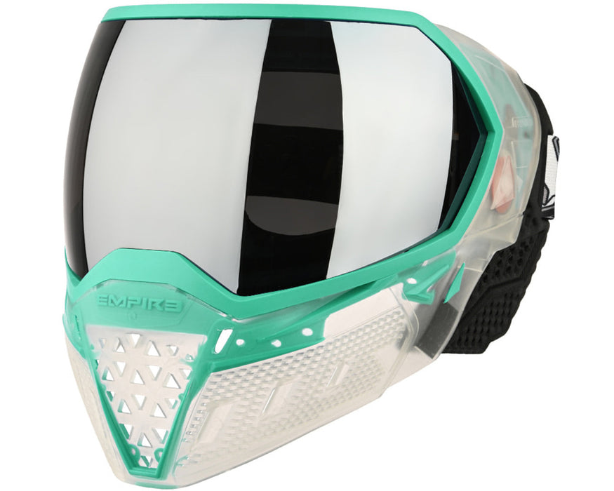 Empire EVS Paintball Mask w/ 1 Lens - Crystal Clear/Teal - Silver Mirror Lens