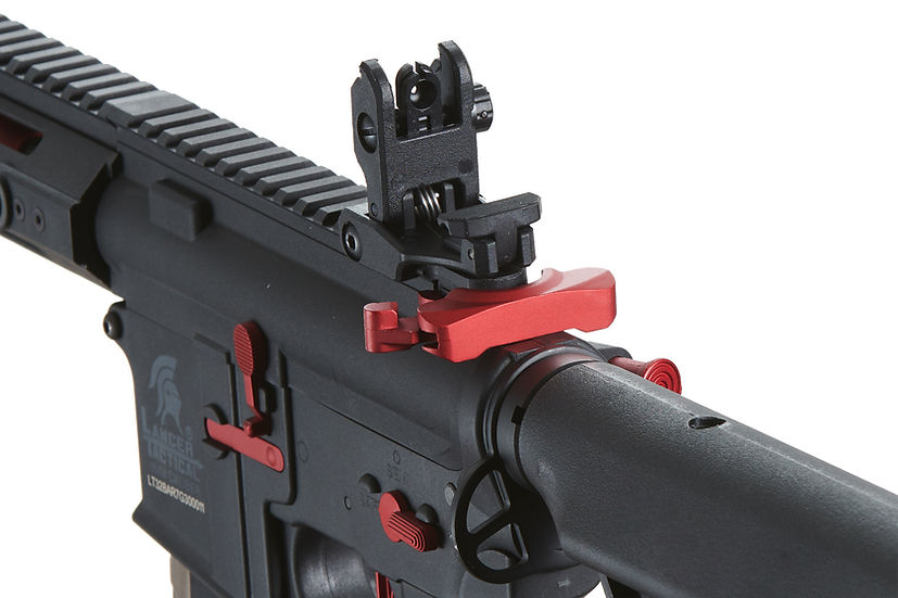 Lancer Tactical Gen 3 Hellion M-LOK 7" Airsoft M4 AEG Rifle W/Crane Stock - (Black & Red)