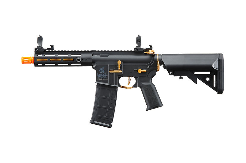 Lancer Tactical Gen 2 Hellion M-LOK 7" Airsoft M4 AEG (Color: Black & Gold)(Battery and Charger Included)