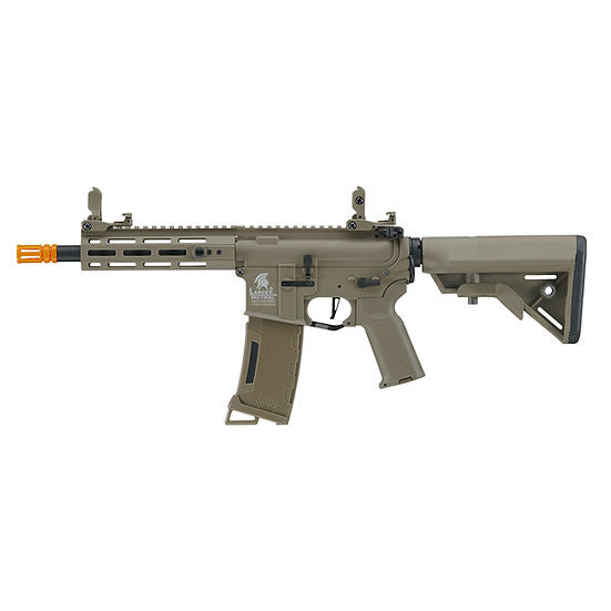 Lancer Tactical Gen 3 Hellion M-LOK 7" Airsoft M4 AEG Rifle W/Crane Stock W/7.4Lipo Battery+Charger Bundle - (Tan)