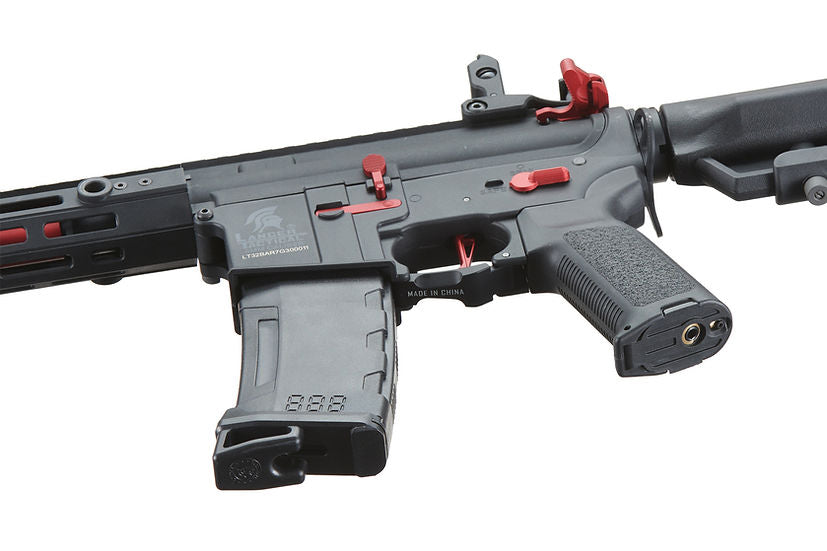 Lancer Tactical Gen 3 Hellion M-LOK 7" Airsoft M4 AEG Rifle W/Crane Stock - (Black & Red)