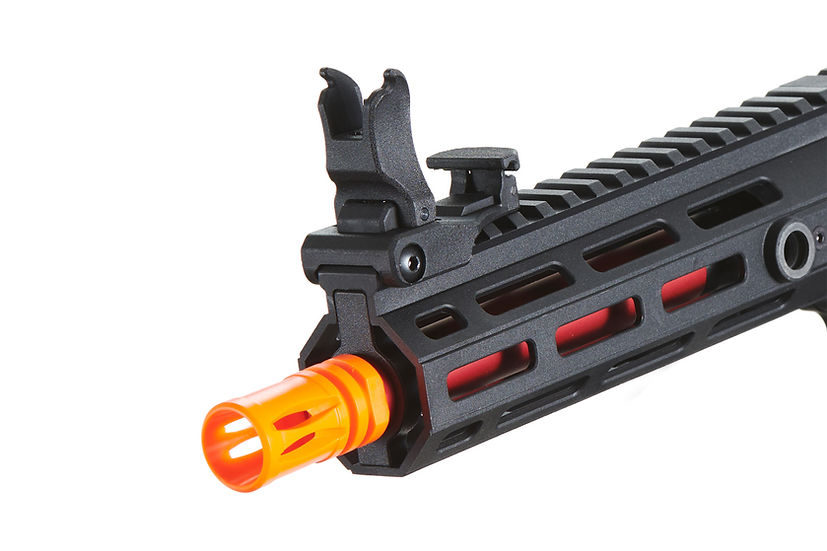 Lancer Tactical Gen 3 Hellion M-LOK 7" Airsoft M4 AEG Rifle W/Crane Stock - (Black & Red)