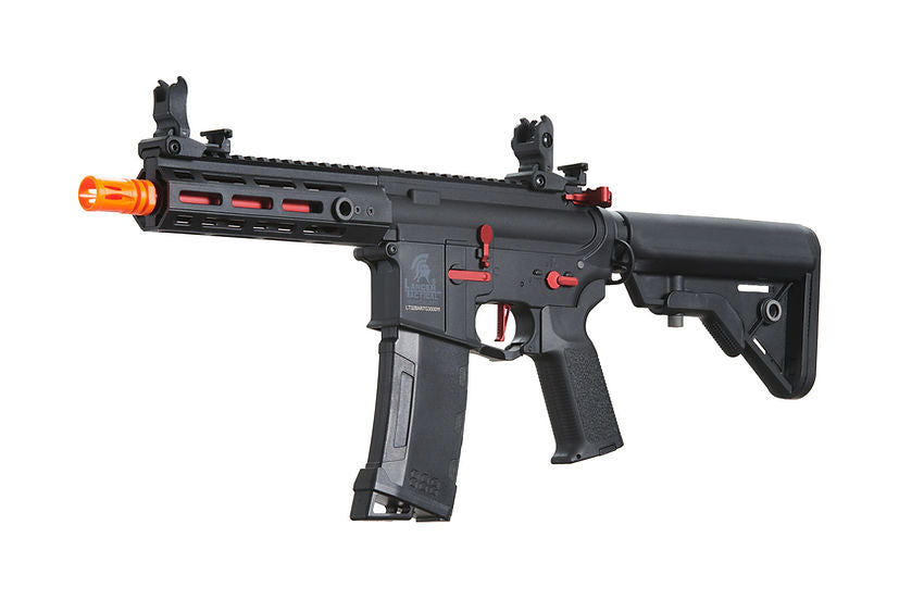 Lancer Tactical Gen 3 Hellion M-LOK 7" Airsoft M4 AEG Rifle W/Crane Stock - (Black & Red)