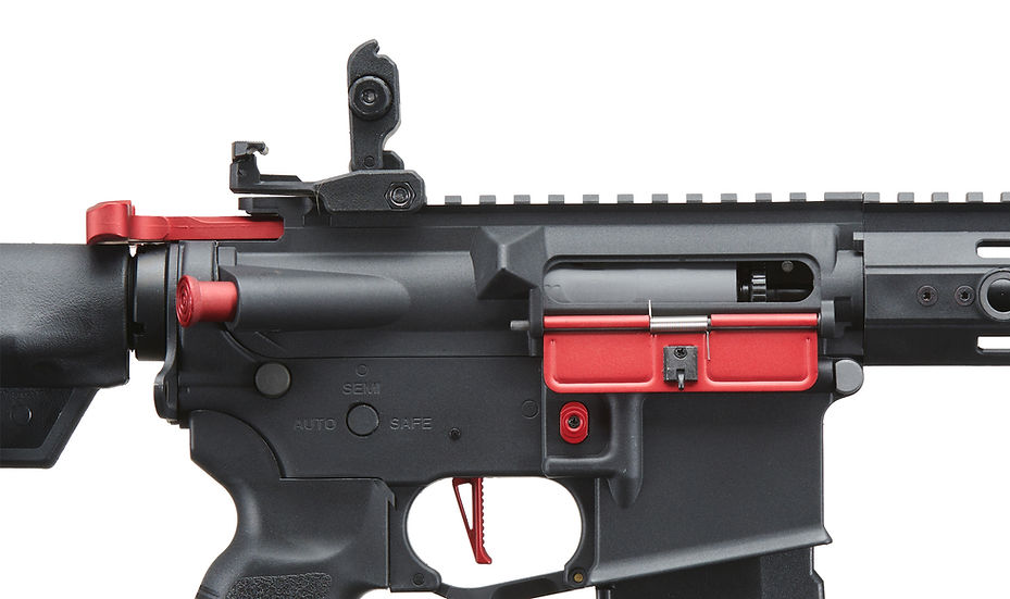 Lancer Tactical Gen 3 Hellion M-LOK 7" Airsoft M4 AEG Rifle W/Crane Stock - (Black & Red)