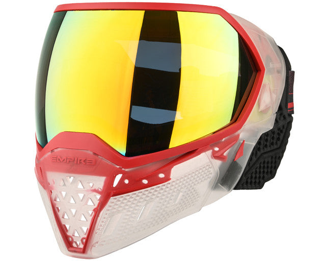 Empire EVS Paintball Mask w/ 1 Lens - Crystal Clear/Red - Fire Mirror Lens