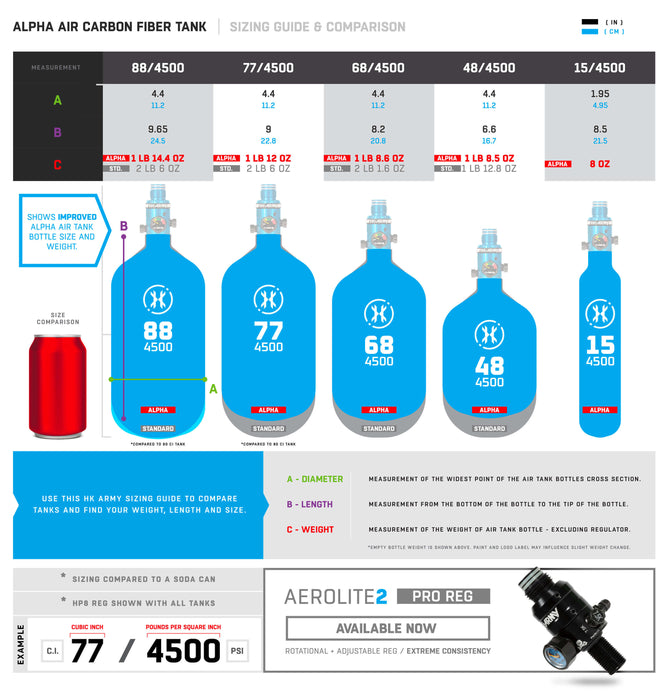 HK Army Alpha "Hostile" Air Tank - 15/4500ci (BOTTLE ONLY)