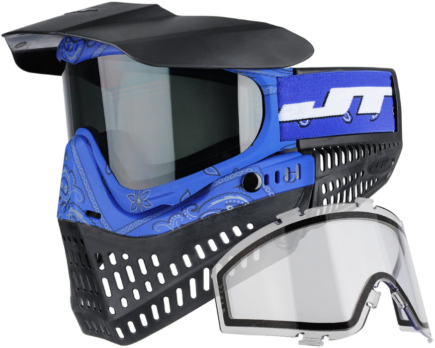 JT Bandana Series Proflex Paintball Mask - Blue w/ Clear and Smoke Thermal Lens