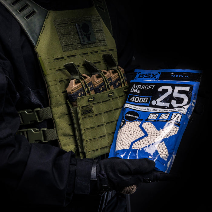 BSX Tactical Airsoft BB's - .25g - 4,000 Count - White