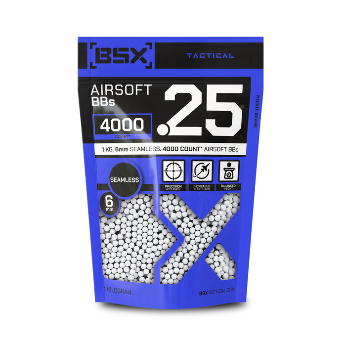 BSX Tactical Airsoft BB's - .25g - 4,000 Count - White