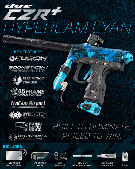 Dye Rize CZR+ Paintball Gun - PGA Hypercam Cyan Dust