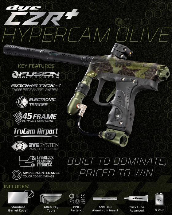 Dye Rize CZR+ Paintball Gun - PGA Hypercam Olive Dust