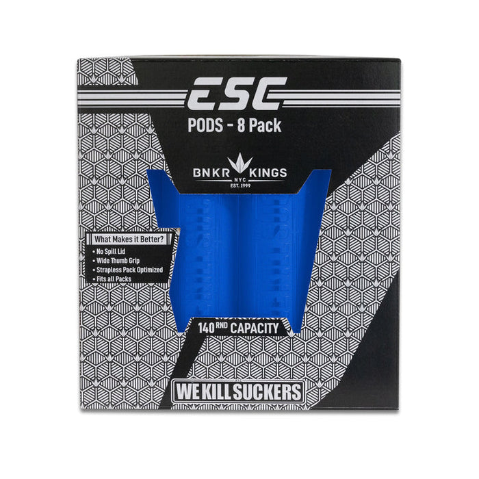 Bunkerkings ESC 140 Round Paintball Pods - 8 Pack - Blue