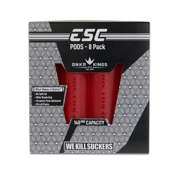 Bunkerkings ESC 140 Round Paintball Pods - 8 Pack - Red