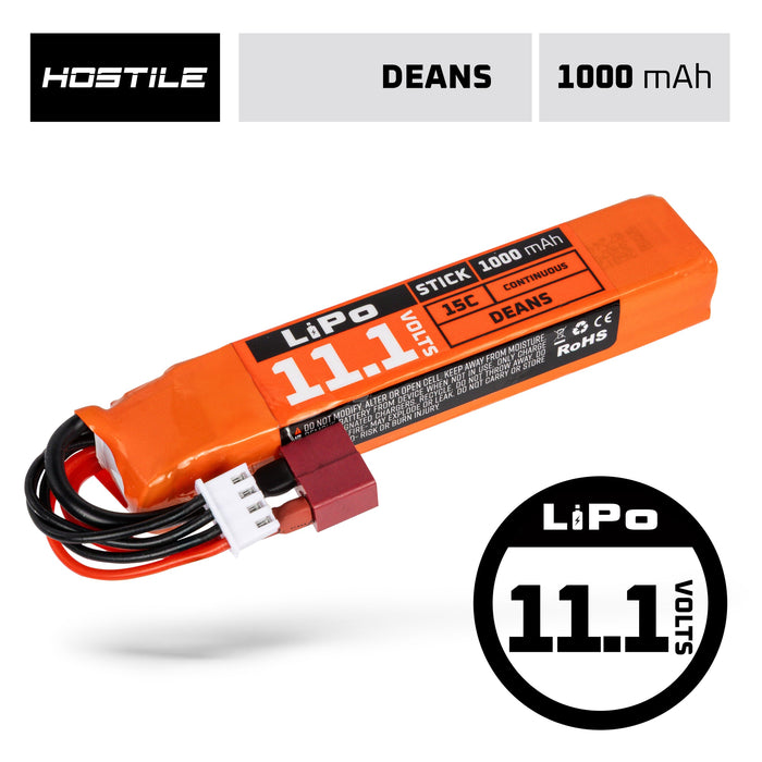 Hostile ENERGY - LiPo Battery 11.1V 1000mAh 15C Stick (Deans Connector)