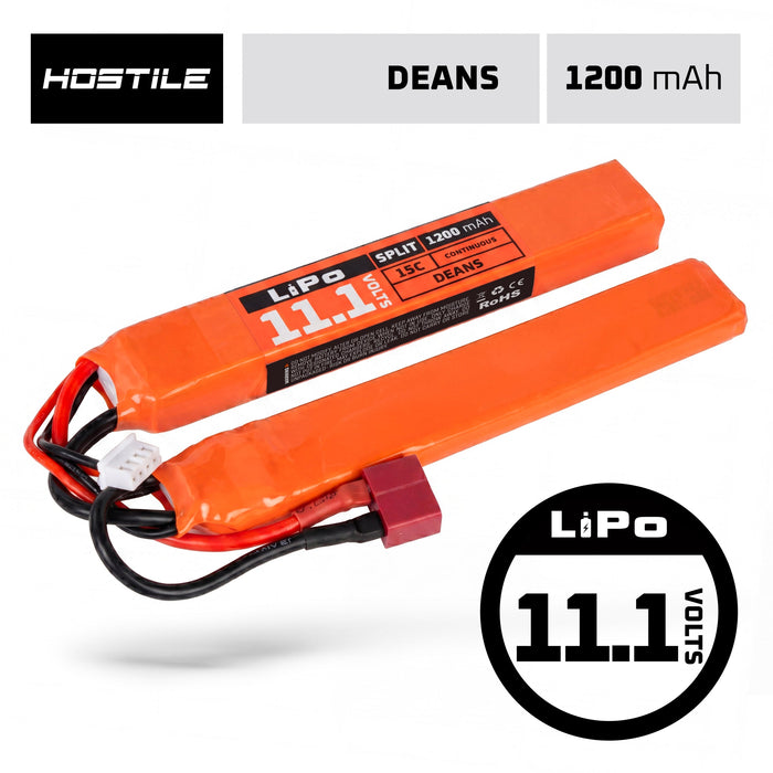 Hostile ENERGY - LiPo Battery 11.1V 1200mAh 15C Split (Deans Connector)
