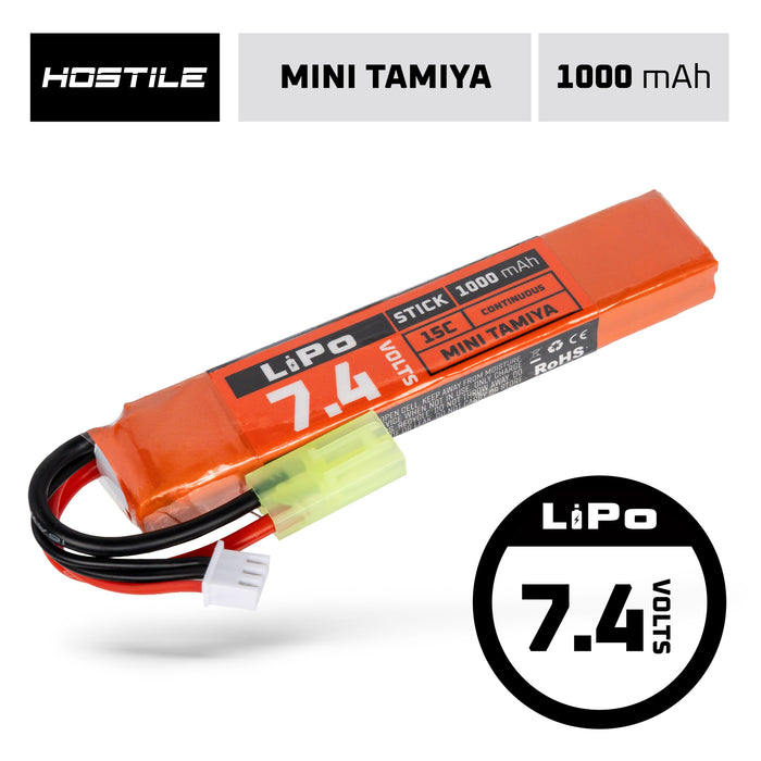 Hostile ENERGY - LiPo Battery 7.4V 1000mAh 15C Stick (Mini Tamiya Connector)