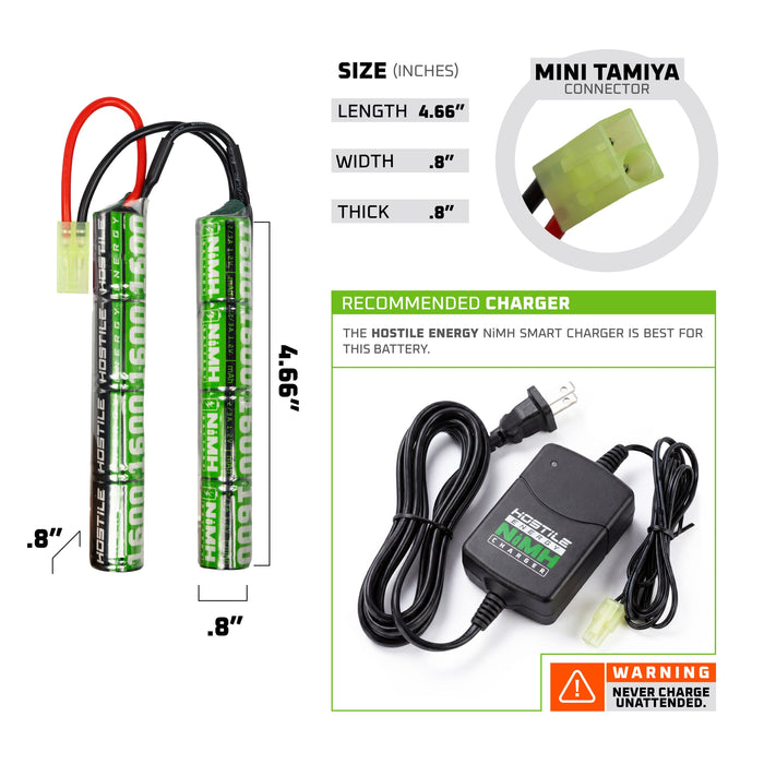 Hostile ENERGY - NiMH Battery 9.6V 1600mAh Split (Mini Tamiya)