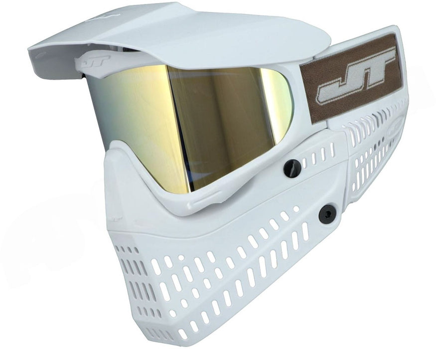 Jt ProFlex Paintball Mask - SE All White w/ Prizm 2.0 Thermal Gold Lens