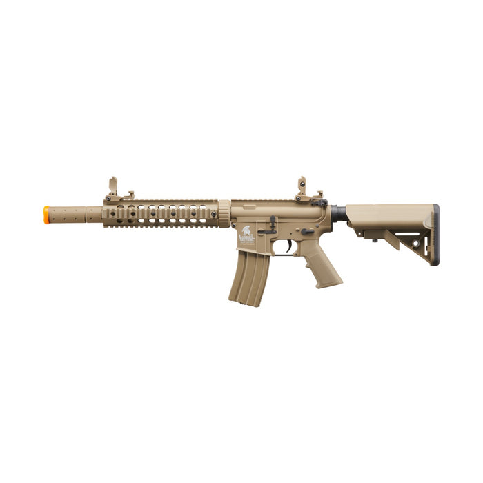 Lancer Tactical Gen 2 M4 SD 11" Carbine Airsoft AEG w/ Mock Suppressor & Crane Stock- TAN- Combo 9.6 Battery & Charger