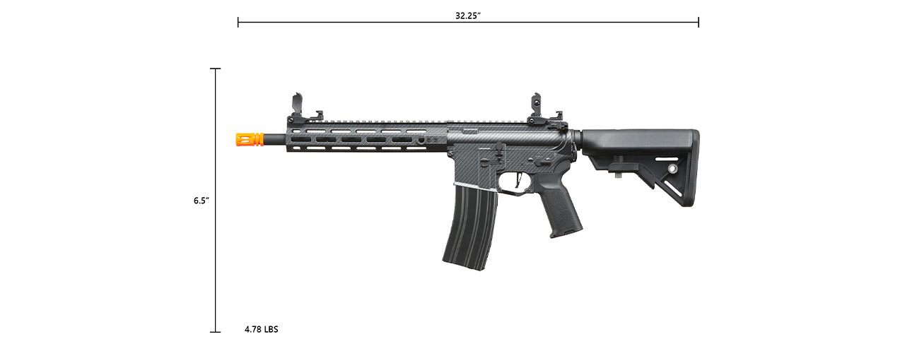 Lancer Tactical Gen 3 Hellion M-LOK 10" Airsoft M4 AEG Rifle W/Crane Stock - (Black/Carbon)