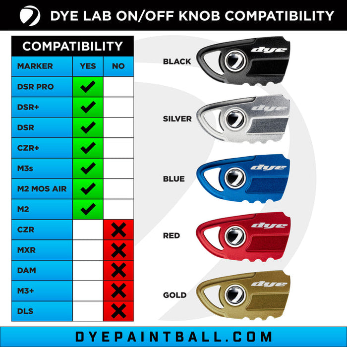 Dye DYELab Aluminum On/Off ASA Knob For M2/M3s/DSR/CZR+