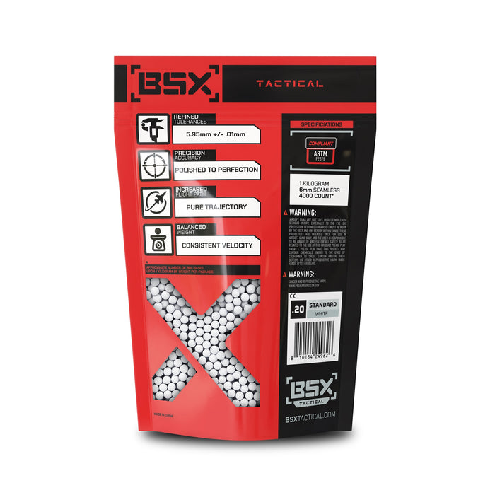 BSX Tactical Airsoft BB's - .20g - 5,000 Count - White