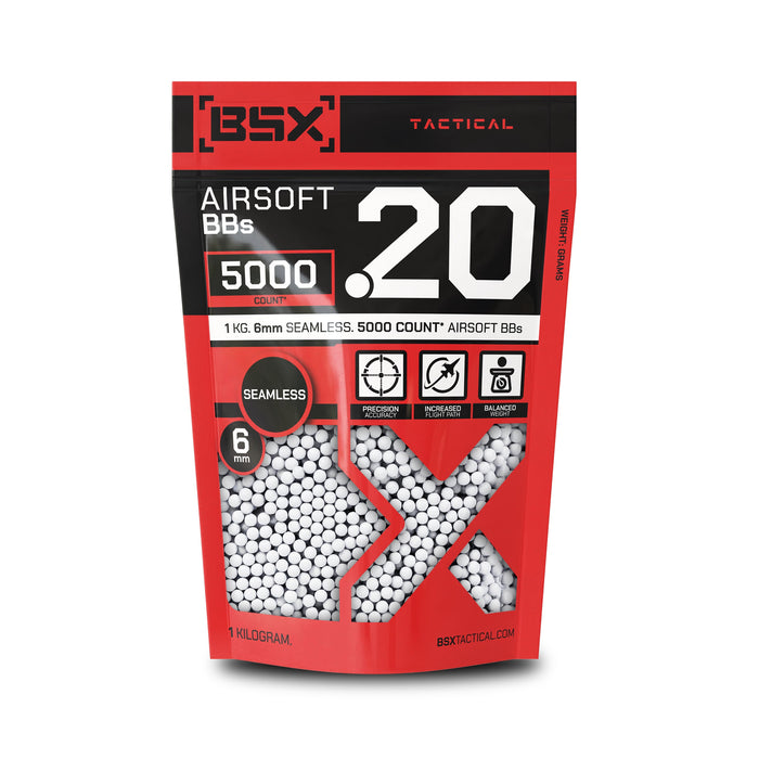 BSX Tactical Airsoft BB's - .20g - 5,000 Count - White