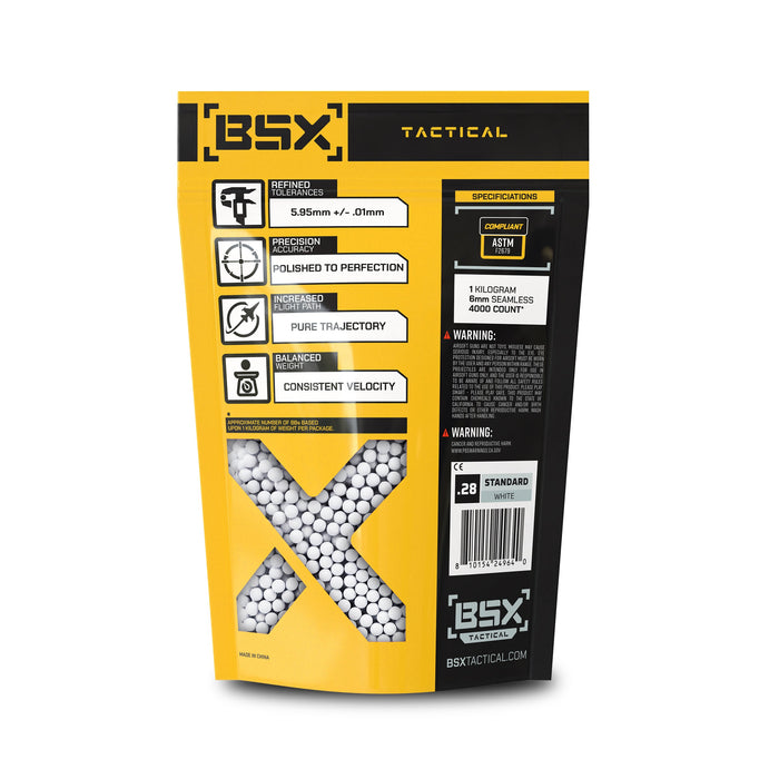 BSX Tactical Airsoft BB's - .28g - 3,500 Count - White