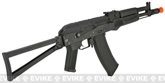 CYMA Standard Stamped Metal AK-105 Airsoft AEG Rifle with Steel Folding Stock (Package: Add 7.4v LiPo Battery + Charger)