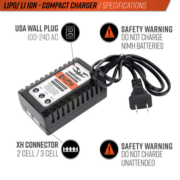 Valken Digital Display 2-3 Cell Li-Ion/LiPo Smart Airsoft Charger (USA)