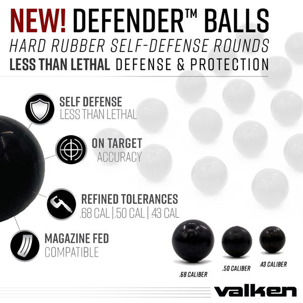 Valken Defender .68 Caliber Hard Rubber Balls - 25ct - 107522