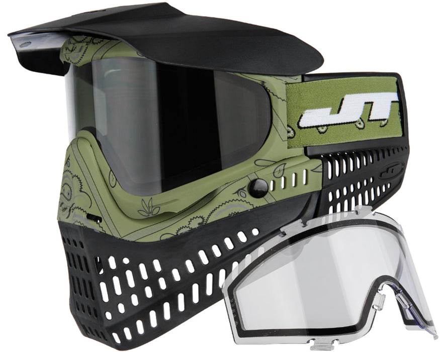 JT Bandana Series Proflex Paintball Mask - Olive W/ Clear and Smoke Thermal Lens