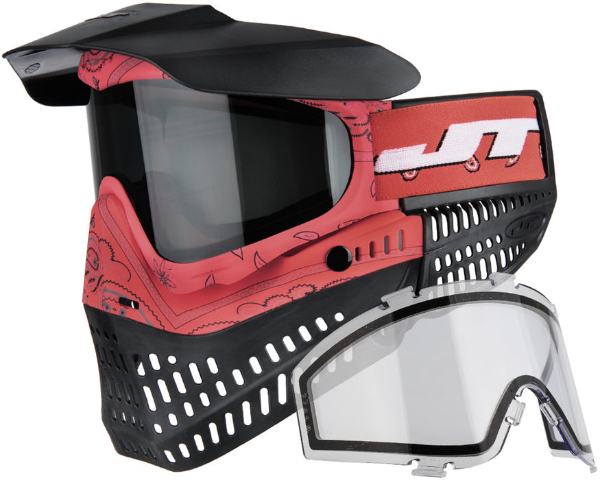 JT Bandana Series Proflex Paintball Mask - Red w/ Clear and Smoke Thermal Lens