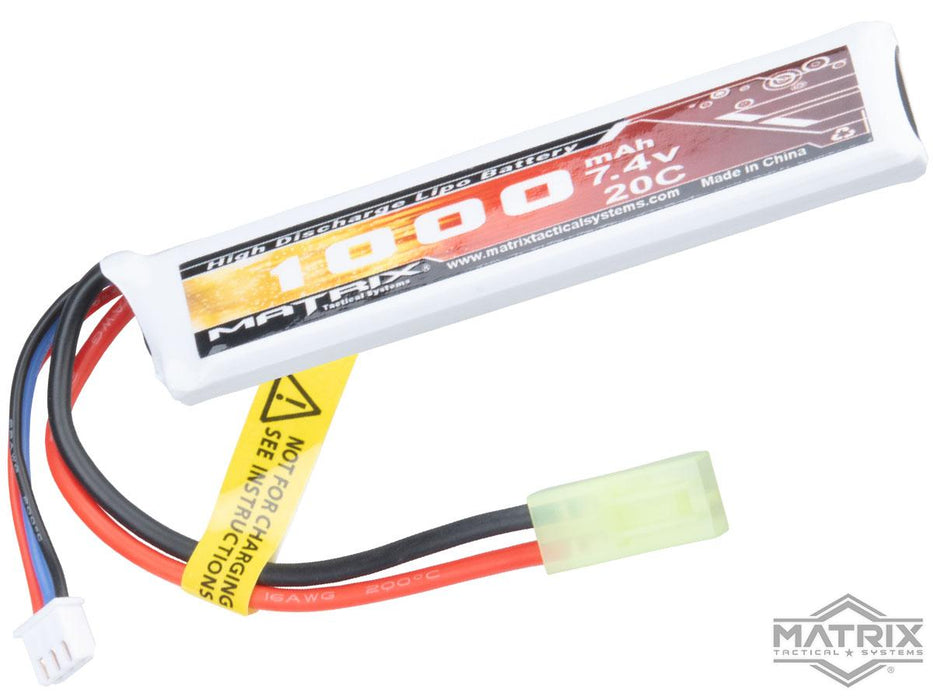 Matrix 7.4V Stick Type Airsoft LiPo Battery (Model: 1000mAh / 20C / Small Tamiya & Long Wire)